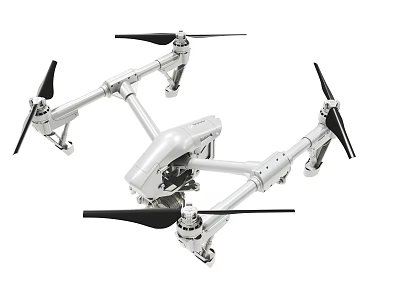 Modern White Drone Design With Four Propellers Foldable Arms And Camera 3d model
