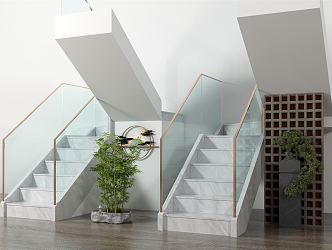 Modern Stair Landscape Combination 3d model