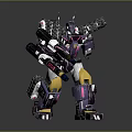 Purple And Pink Mechanical Robot With Yellow Armor Weapons And Battle Stance In 3D Render