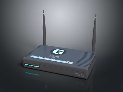 SPEED Wireless Router With Two Antennas And Sleek Modern Design 3d model