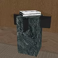 Modern Side Table With Marble Base Glass Top And Stacked Books 3d model