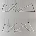 Modern Geometric Chandelier With Intersecting Lines And Sleek Hanging Lighting Structure 3d model