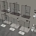 Modern Glass Shower Enclosures Featuring Toilet Towel Racks And Bath Mats