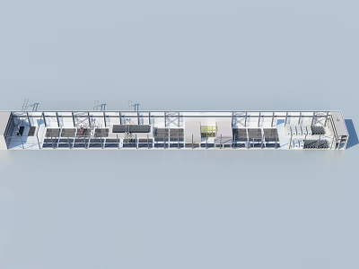 Long Commercial Building Structure With Metal Frame And Multiple Units 3d model