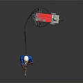 Welder Wearing White Safety Helmet Using Welding Torch With Red Machine And Green Gas Cylinder