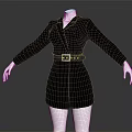 Elegant Black Leather Dress with Belt on White Mannequin