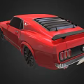 Red Vintage Sports Car With Black Hood Scoop And Modern Black Wheels Design