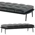Modern Ottoman Bench Designs With Leather Cushion Wooden Frame And Patterned Seat