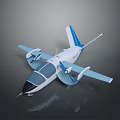 Modern White And Blue Aircraft With Twin Propellers And Streamlined Body
