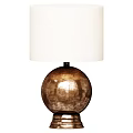 Elegant Table Lamp With White Lampshade And Glossy Spherical Bronze Metal Base