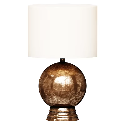 Elegant Table Lamp With White Lampshade And Glossy Spherical Bronze Metal Base 3d model