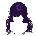 Purple Long Wavy Hair on Feminine Head Silhouette Showcasing Elegant Soft Curves