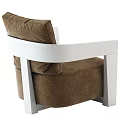 Modern Brown Leather Single Sofa With Wooden Armrests And Comfortable Cushion Design