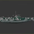 Camouflage Military Boat With Green White Pattern And Deck Antenna Design