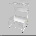 Sturdy Functional Desk With Metal Top Upper Shelf Drawer And Stable Metal Frame