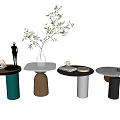 Modern Side Tables with Various Base Designs and Decorative Elements 3d model