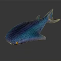 Blue Purple Gradient Shark Aquatic Animal With Yellow Eyes 3D Rendering 3d model