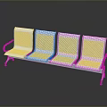 Outdoor Metal Four Seat Chair with Mesh Seats Metal Armrests and Reflective Floor