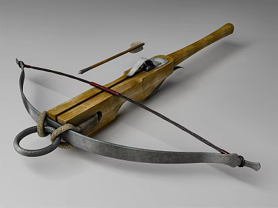 Medieval Wooden Crossbow Weapon With Bowstring Arrow And Classic Design 3d model Medieval Wooden Crossbow Weapon With Bowstring Arrow And Classic Design 3d model