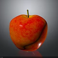 Fresh Red Shiny Apple With Yellow Stem On Grey Background