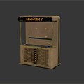 Armory Game Booth With Brown Exterior Wavy Details And Blue Control Panels