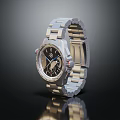 Stylish Wrist Watch With Silver Stainless Steel Strap And Black Dial