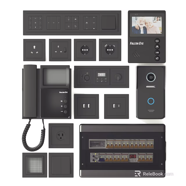 Modern Smart Video Doorbell With Intercom System And Black Control Panels 3d model 