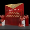 Interactive Zone With Red Display Board Logo Envelope Designs And Decorative Flowers 3d model