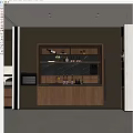 Sleek Modern Wooden Wine Cabinet With LED Lighting Wine Bottles And Wine Glasses