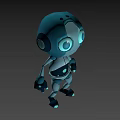 Cute 3D Blue Robot Character From Game And Movie With Big Eyes