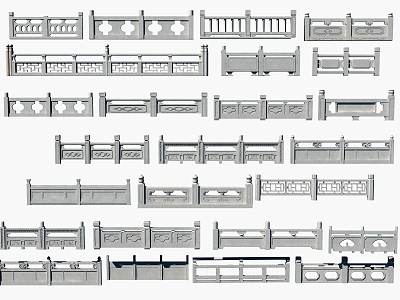 Chinese Guardrail Stone Railing model