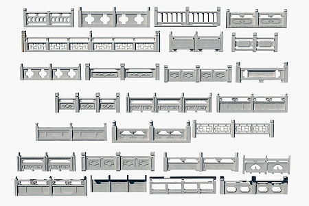 Chinese Guardrail Stone Railing 3d model