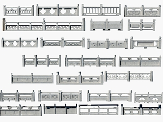 Chinese Guardrail Stone Railing 3d model