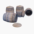 Wooden Barrels Decorative Ornament Set With Multiple Lids And Open Pieces