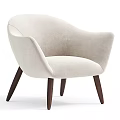 Modern Gray Velvet Accent Chair With Curved Armrests And Wooden Legs