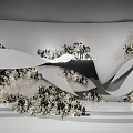 Elegant White Space Design With Arched Doorway And Curved Floral Decorations