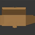 Open Brown Cardboard Box With Handle And Empty Interior On Dark Background 3d model