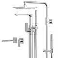 Black Modern Shower System with Rainfall Head Handheld Sprayer and Adjustable Faucet 3d model