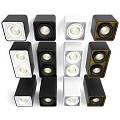 Sleek Modern Black Ceiling Mounted Downlights And Spotlights With LED Bright Lighting
