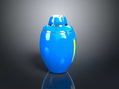 Modern Glossy Blue Decorative Vase With Sleek Design And Shiny Finish 3d model