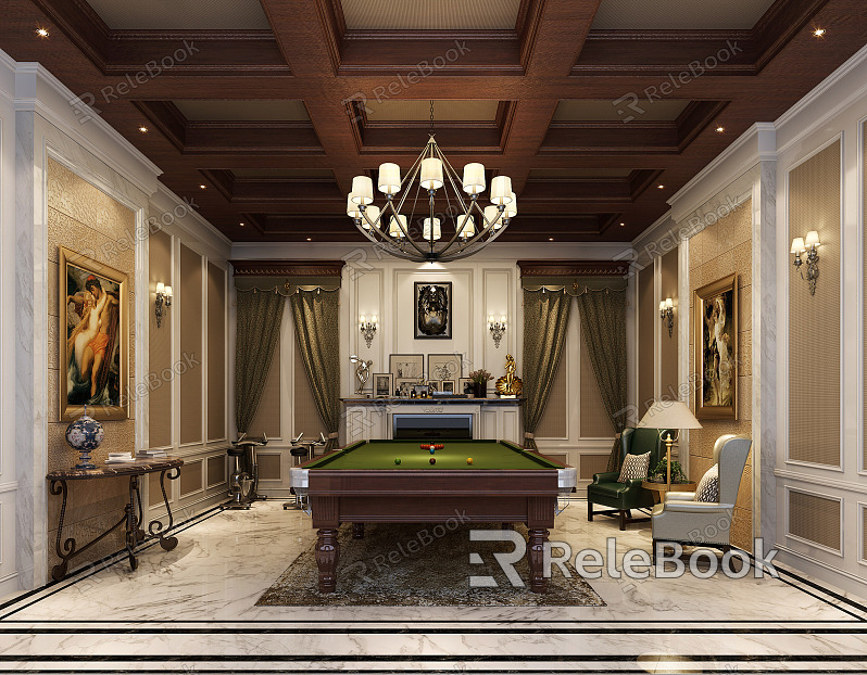 European-style recreation room villa underground recreation room model