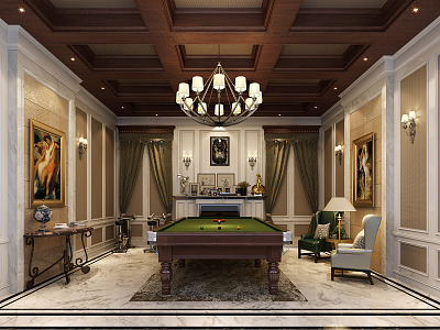 European-style recreation room villa underground recreation room model