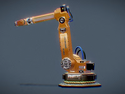 Industrial Robotic Arm Equipment Featuring Orange Mechanical Structure And Stable Base 3d model