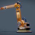 Industrial Robotic Arm Equipment Featuring Orange Mechanical Structure And Stable Base 3d model