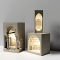 Modern Concrete Wall Lamps With Arch And Geometric Illuminated Design Features