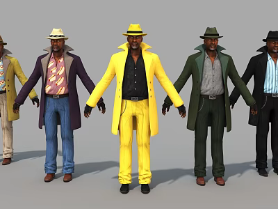 Modern characters middle-aged men game characters virtual characters 3d model