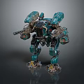 Sci Fi Robot Character With Mechanical Armor Dual Arm Guns And Metallic Texture Design