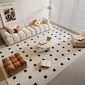 Modern Sofa Coffee Table Combination Sofa Stool Lazy Sofa Hanging Picture Fruit Floor Lamp 3d model
