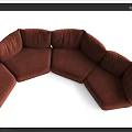 Brown Curved Modular Sectional Sofa With Upholstered Seats And Modern Design 3d model