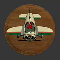 Vintage Green And White Propeller Passenger Airplane Model On Wooden Base
